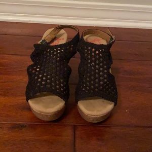 Jellypop Black wedges. Barely worn. Size 8.